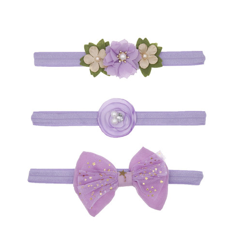 Fashion Korean style lace baby elastic headband baby flower crown headdress photo accessories three-piece set