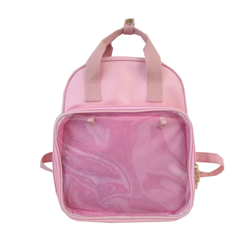 Backpack, polyurethane capacious school bag, transparent travel bag for leisure, 2020, Korean style