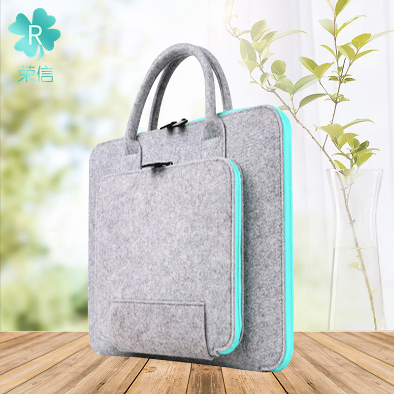 毛氈電腦包 多功能手提包 雙拉鏈電腦包手提電腦包禮品毛氈包定制