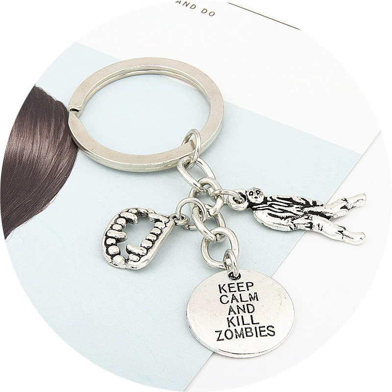 Европейский и американский творческий брелок Keep Calm and Kill Zombies Walking Dead Stomato Zombie Zombie Keychain