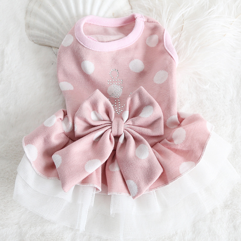 波点烫钻蝴蝶结裙