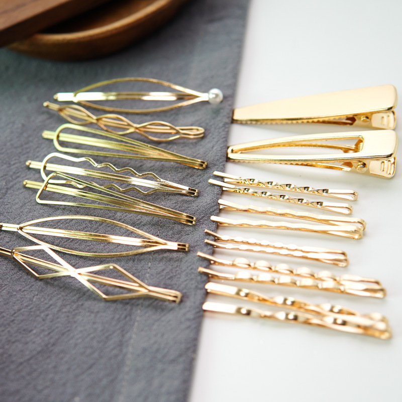 8g Weight Headwear Classification Anniversary Occasion Alloy Material Geometric Pattern Women'S Gender Plating Design Fashion Style Gold Color Metal Pearl Gold Hairpin 无