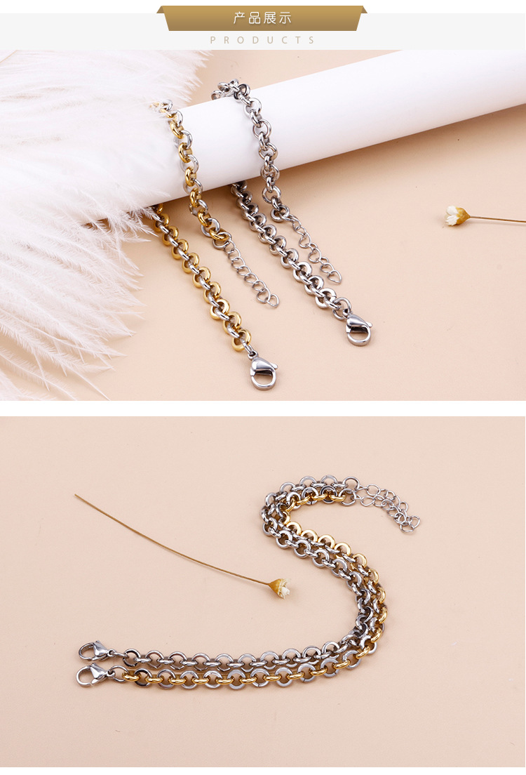 18K Gold Plated Plating Material Bracelets Classification 304 Stainless Steel Chain Material PVD Coated 18K Gold Plated Geometric Titanium Steel Korean Style Waterproof Non Tarnish Bracelets