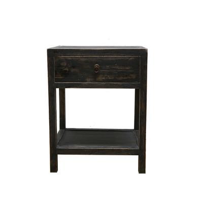 外贸家具厂出口复古彩漆家具做旧榫卯结构床头柜角几边柜厂家批发|ms