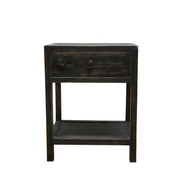 外贸家具厂出口复古彩漆家具做旧榫卯结构床头柜角几边柜厂家批发|ms