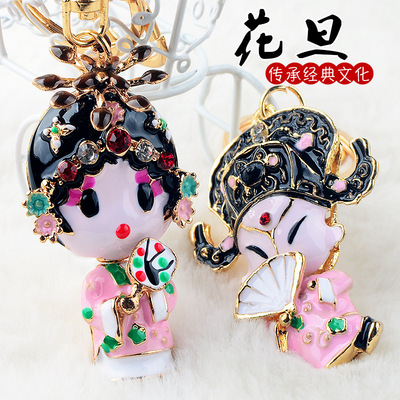 Chinese style peking opera Huadan Xiaosheng Keychain Peking Opera Opera Car Pendant Couple Bag Pendant Creative Small Gift Giveaway