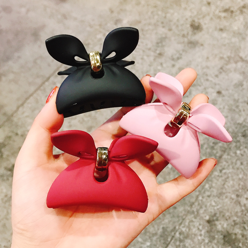 Coréen Mignon Grand Arc Poignée De Résine Solide Couleur Givré Oreilles De Lapin Barrettes Tous-match De Base Griffe De Cheveux Coiffe display picture 9