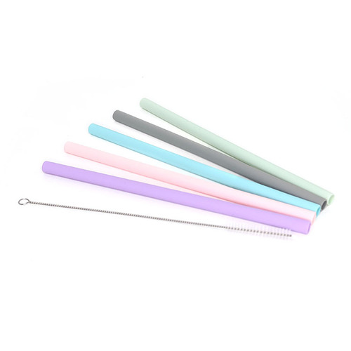 Manufacturer wholesale food silicone straw set juice milk tea beverage cocktail straight tube folded tube recycling