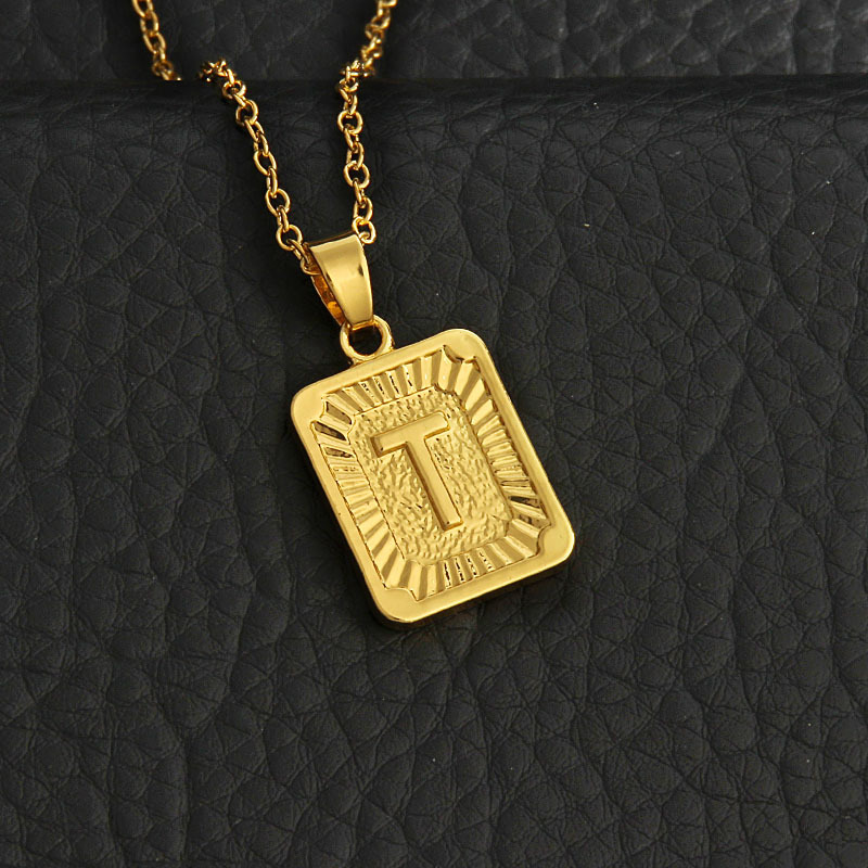 fashion gold medal square letter necklace wholesalepicture14