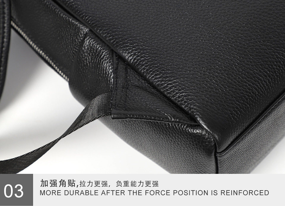 Ba lô nam da bò thật lớp đầu cỡ lớn 41×28×12 cm, ngăn laptop 14 inch chống nước — Màu đen chi tiết 16