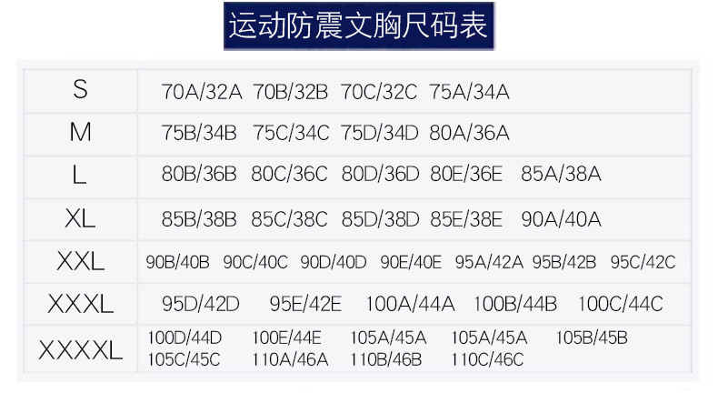 文胸尺码表