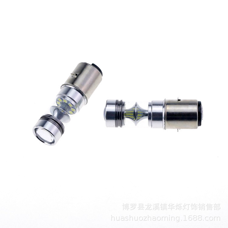 电动车改装灯led灯泡 BA20D H6 100W 20SMD 大功率LED摩托车大灯