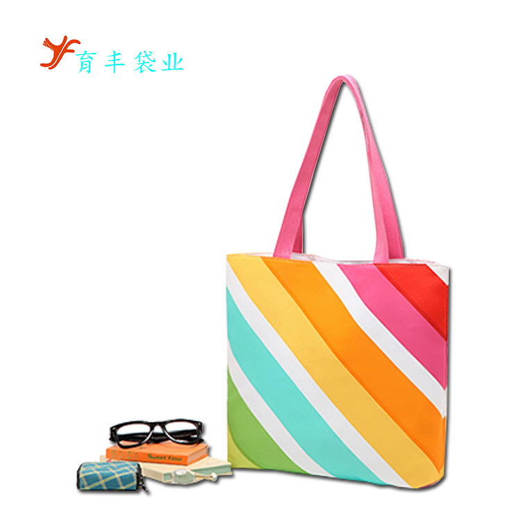 生产制作 彩虹图像logo单肩布袋 广州手袋厂家批发手提有机帆布袋