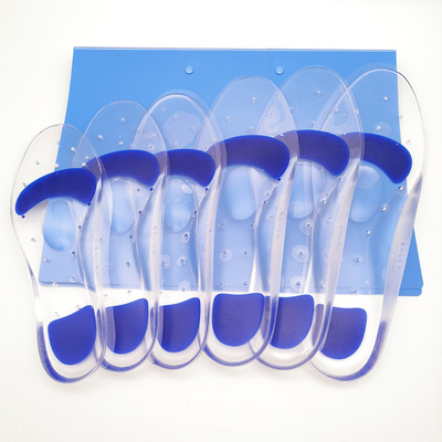 Imitated silica gel PU Insole transparent invisible thickening motion shock absorption ventilation Flatfoot correct Arch brace Insole