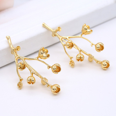 韩版新款闭月羞花树枝diy饰品简约精美60mm*35mm胸花针厂家直销|ru