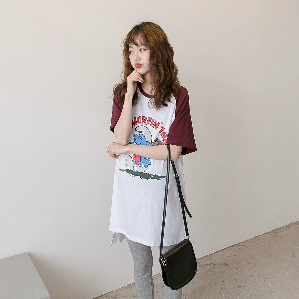 Весенне-летнее платье для беременных, модная Корейская версия, Футболка для беременных с рукавами на плечах, длинная свободная куртка больших размеров с короткими рукавами Повседневный прилив Т