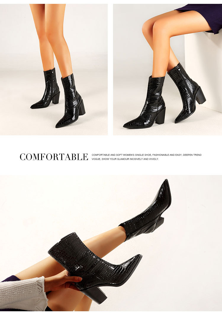 Stivali da donna Stivali sexy a punta con tacchi spessi Stivali alla moda taglie forti_voghion.com