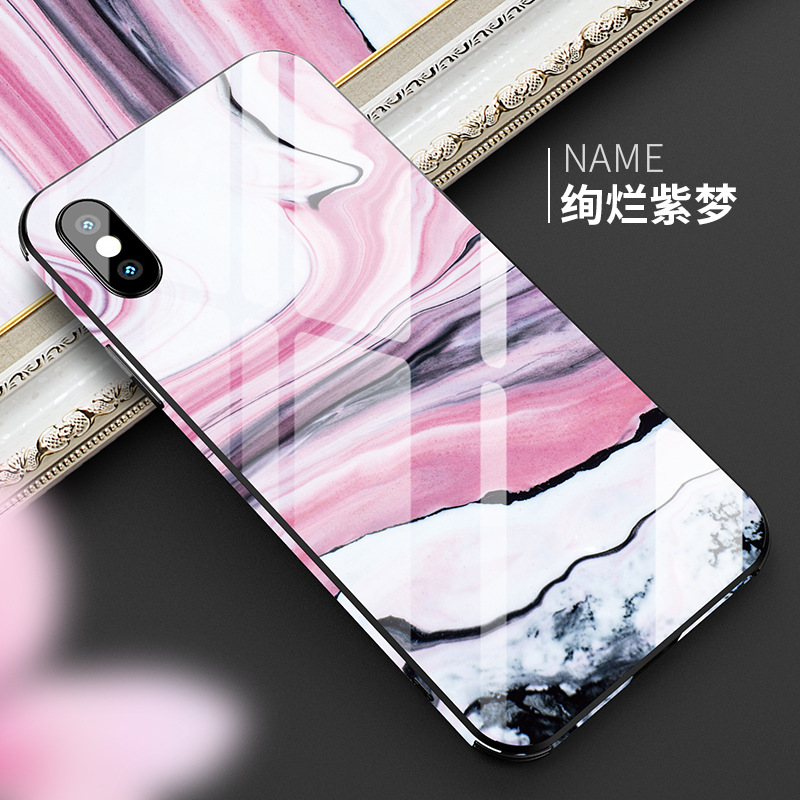 Iphone13 Color Edge Marble Glass Phone Case 12pro Suitable For Apple 11 Four Corners Anti-fall XR Explosion Models Xr