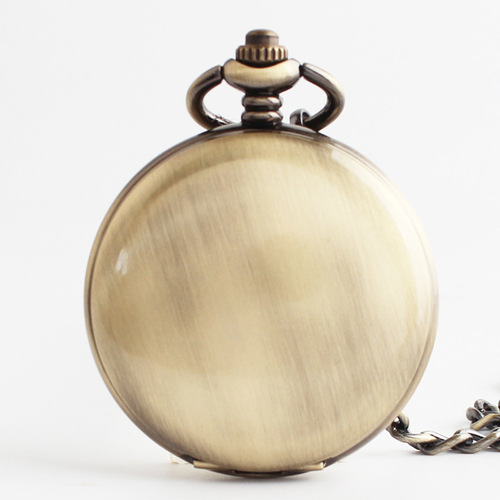 Manufacturer wholesale laser engraving LOGO flip pocket watch rotating chain watch double-sided smooth watch hollow waist watch