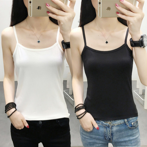  new summer women's lace camisole solid color elastic slim body bottoming shirt top