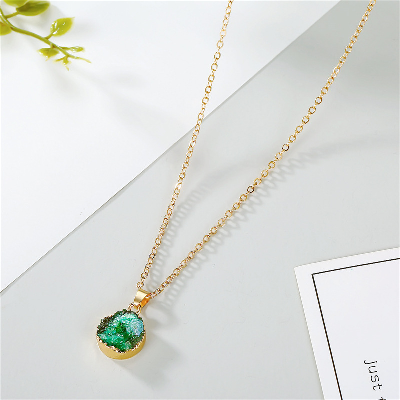 Jewelry small shell necklace imitation natural stone round pendant resin necklace
