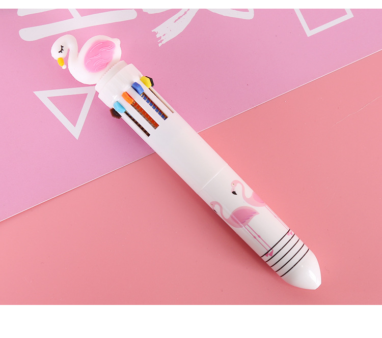 Cartoon Unicorn Flamingo Ten-color Ballpoint Pen Student Stationery 1 Piece display picture 4