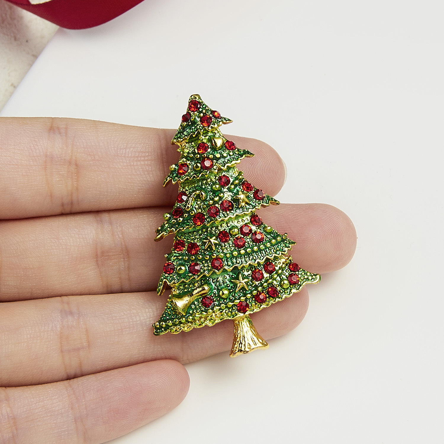 Fashion Christmas Tree Alloy Inlay Rhinestones Unisex Brooches display picture 6