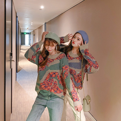 毛衣女短款秋冬装上衣2019新款时尚款V领套头孕妇宽松冬季打底衫|ms