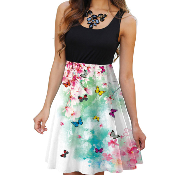 Dress sleevless with a round collar