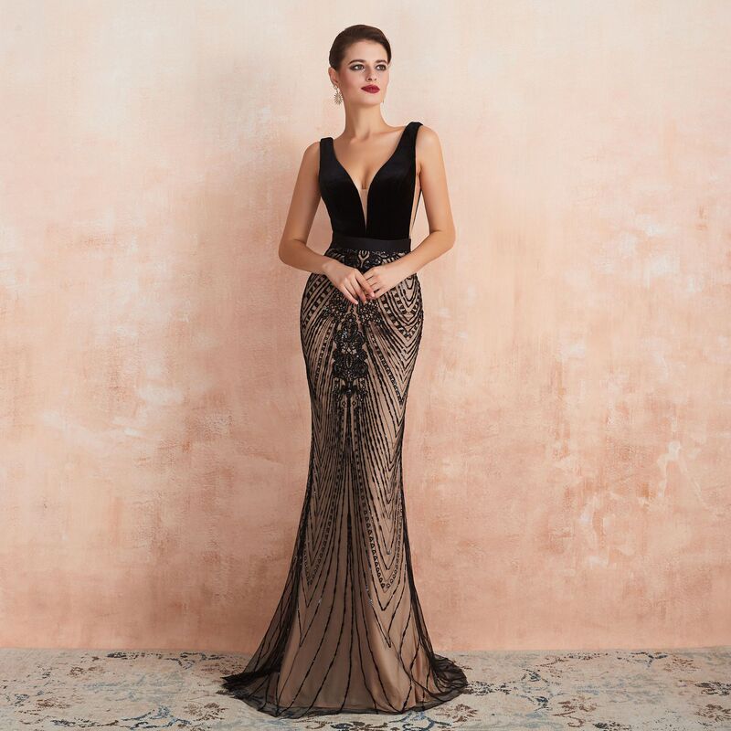 engerla Slim-fit Fishtail 2021 New Deep V-neck Korean-style Tight Waist Strap Floor-length Wedding Dress