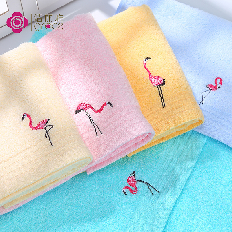 潔麗雅壹等品網紅火烈鳥純棉毛巾 加厚斷檔素色全棉毛巾廠家直銷