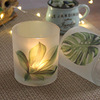 Nordic green plant print glass candlestick DIY fragrant candle cup romantic candlelight dinner pen holder decoration ins