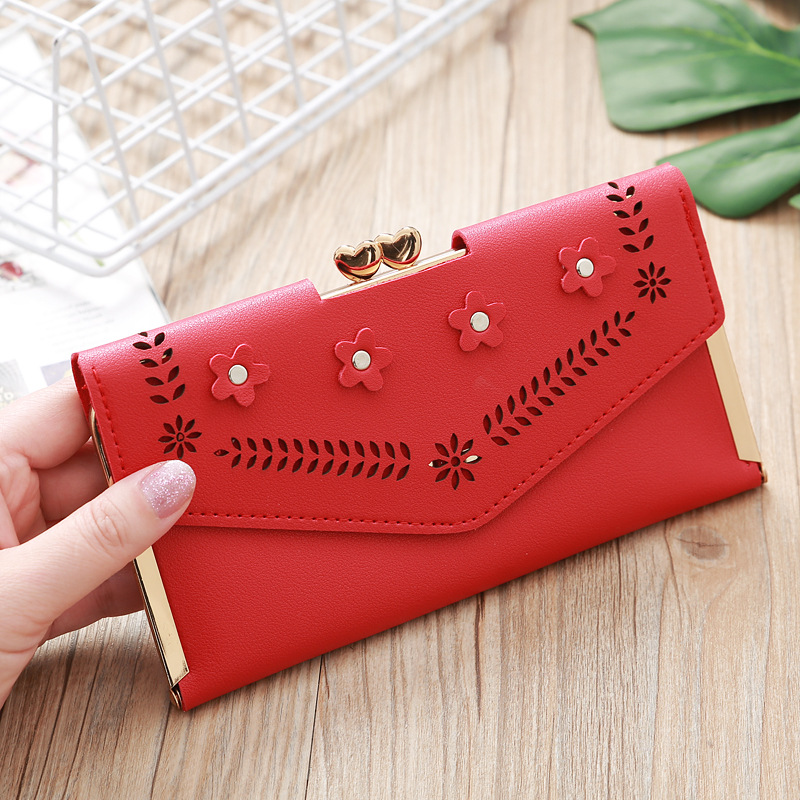 Korean Hollow Flower Long Clutch Bag Wholesale display picture 9