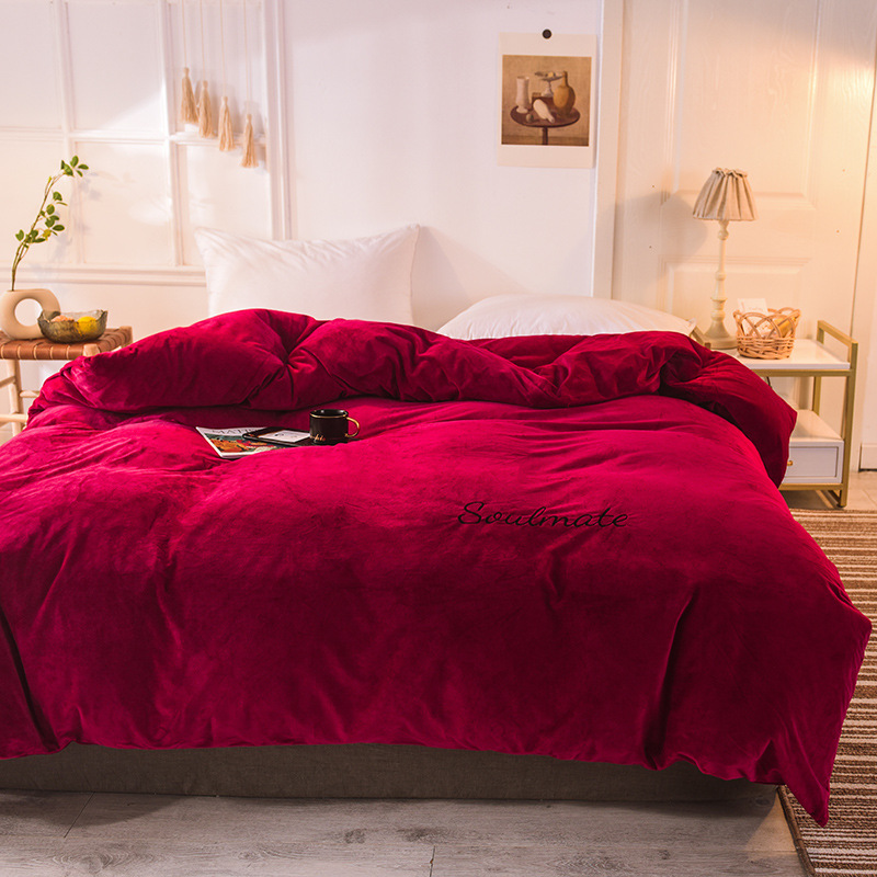 Direct selling winter Solid Crystal Velvet Flannel Quilt cover singleton thickening keep warm Lay down law Quilt cover On behalf of