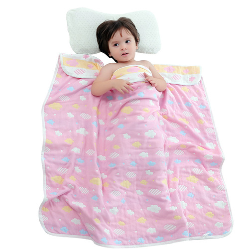 Baby bath towel Six-layer gauze bath towel pure cotton soft and absorbent newborn baby blanket swaddle blanket wholesale