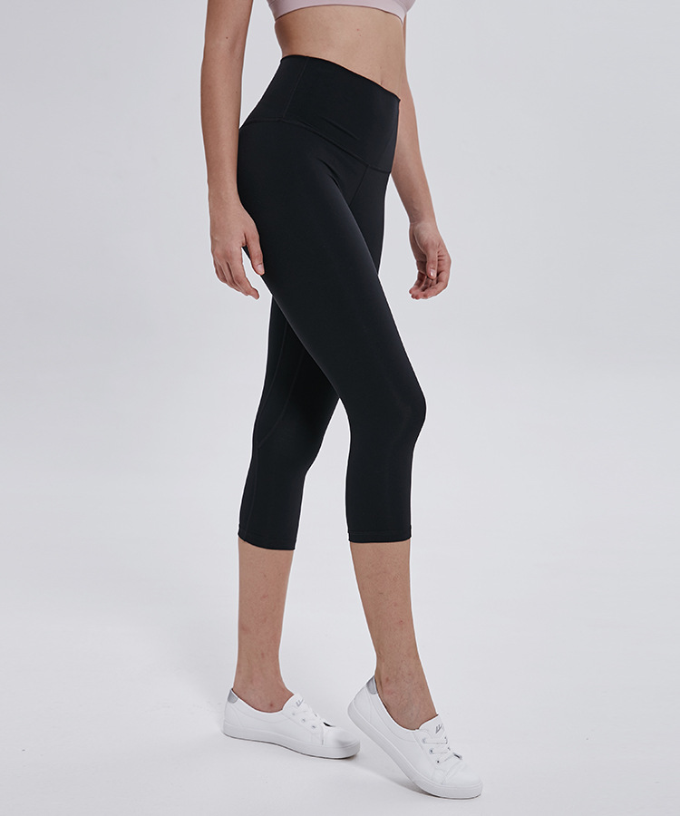 Pantalon de Yoga Double face, simple mouture, couleur chair, Capris, sport, course à pied, Fitness, collants élastiques à séchage rapide, nouvelle collection 2022_voghion.com