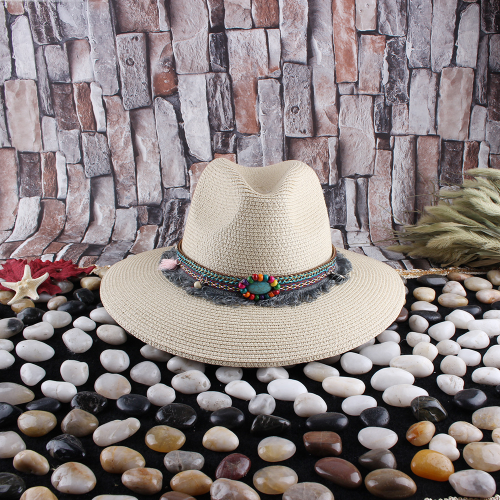 Sombrero de paja de mujer a juego de moda de verano nuevo sombrero de paja ajustable con protección solar en forma de campana sombrero de paja de viaje de playa