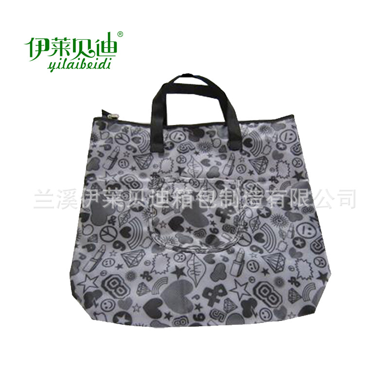 涤纶印花布折叠袋 批发折叠购物袋 礼品促销收纳袋厂家定做印logo