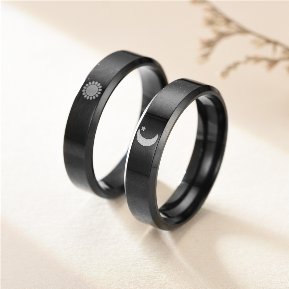 Fashion Sun Moon Stainless Steel Rings Metal Stainless Steel Rings 1 Piece display picture 3