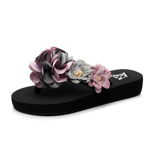 2024 New Ethnic Flower Sandals, One-Piece Outdoor Fashion Non-Slip High Heel Sandals