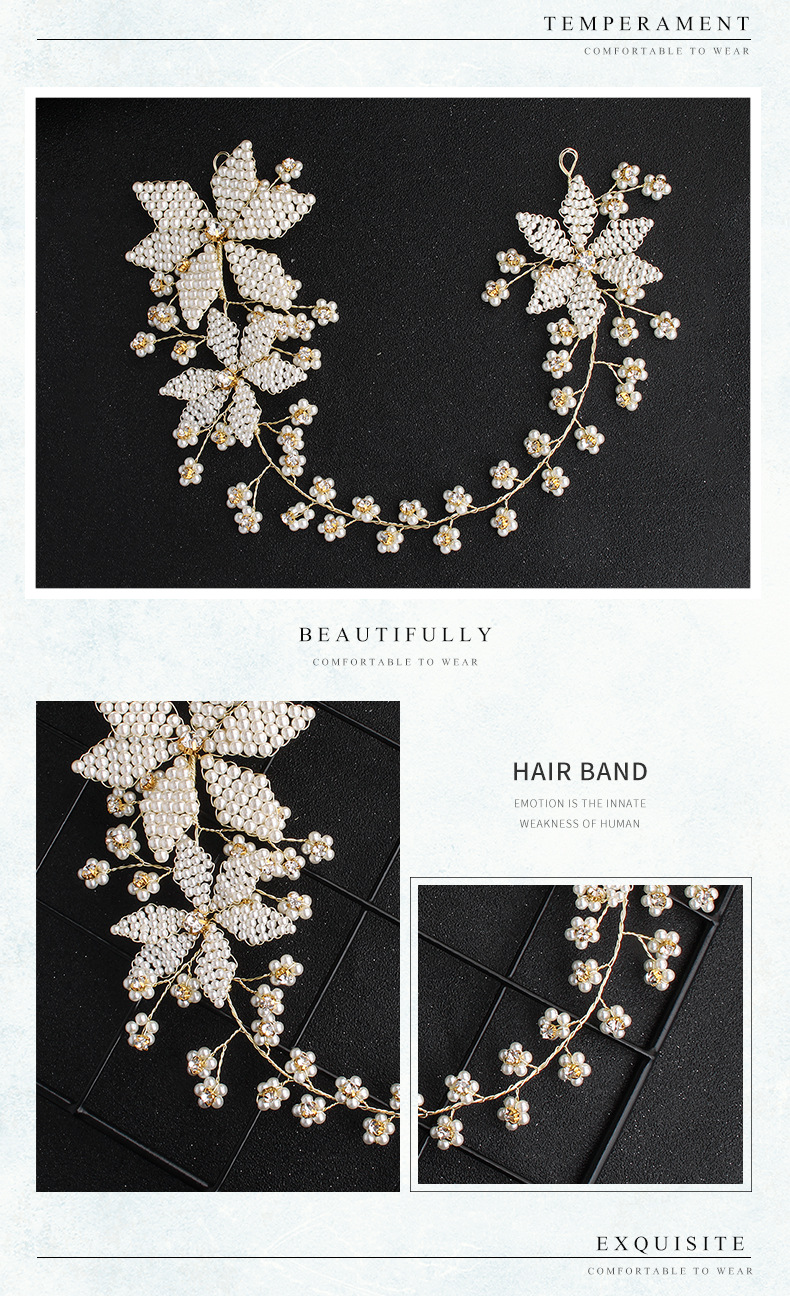 New Exaggerated Bridal Beautiful Handmade Beaded Floral Wedding Headband display picture 2