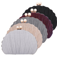 Cross-border new shell dinner bag European and American ladies handbag pearl banquet versatile clutch bag dress evening bag