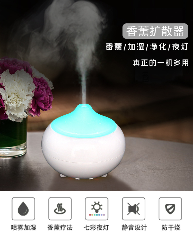 亚马逊新款空气净化加湿器 家用精油香薰夜灯雾化器usb扩散喷香机