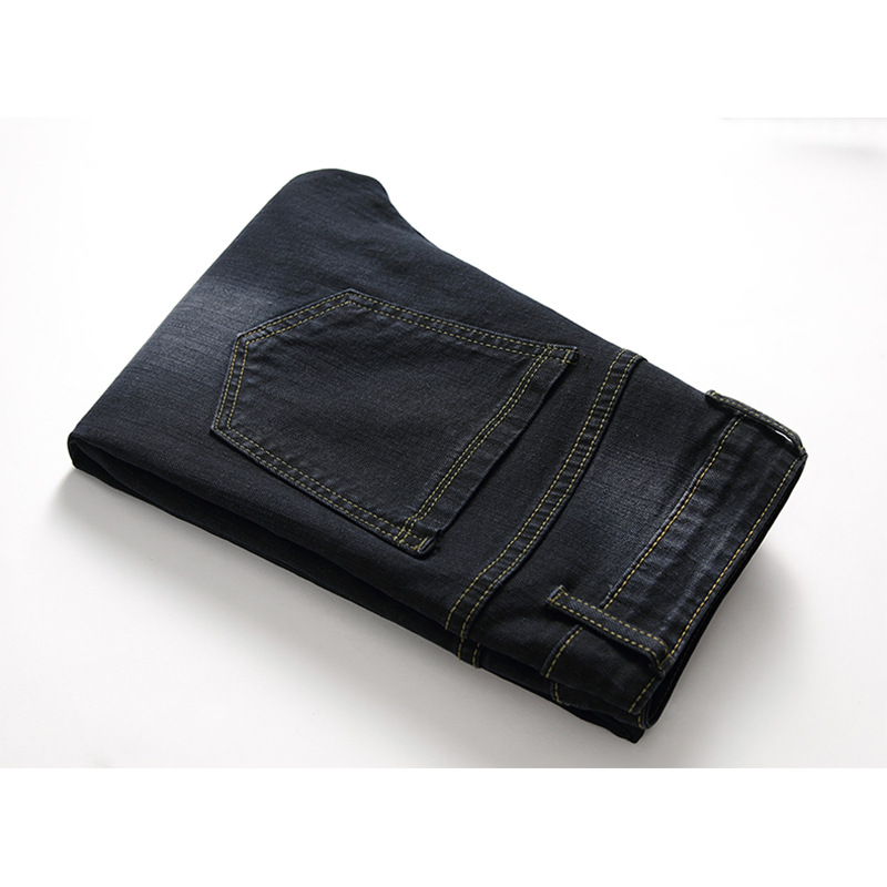 Neue Distressed-Jeans für Herren, modische und lässige Jeans mit geradem Bein und elastischem Bund_voghion.com