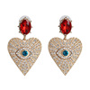 High-end earrings heart shaped, dress, glossy accessory, European style, wholesale