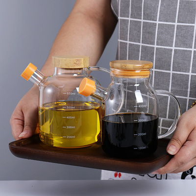 批发高硼硅耐热玻璃油壶防漏带刻度酱油瓶醋瓶家用厨房调味瓶定制
