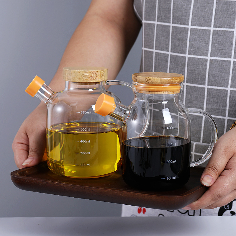 批发高硼硅耐热玻璃油壶防漏带刻度酱油瓶醋瓶家用厨房调味瓶定制