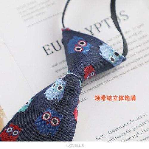Children's small tie with creative and interesting cartoon polyester short lazy tie-free tie 6cm wholesale
