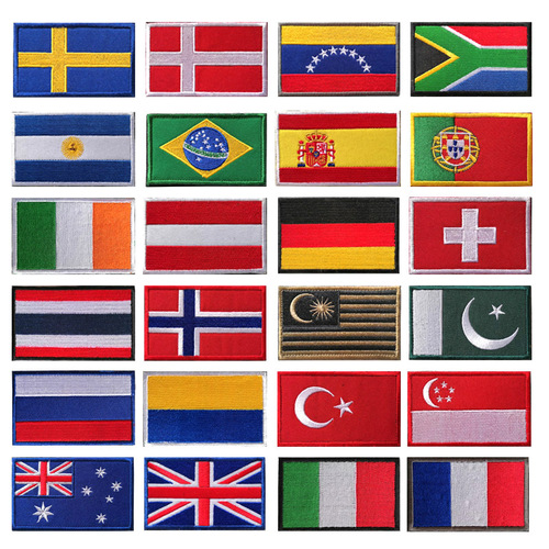 Embroidered Velcro seals from around the world, multi-national cloth patches, hook and loop patches, outdoor bag accessories flags
