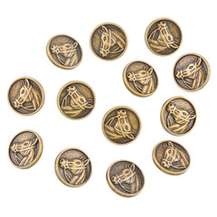 廠家直供外貿熱銷仿復古中國風古青銅圓形刻馬頭鋅合金屬紐扣15mm